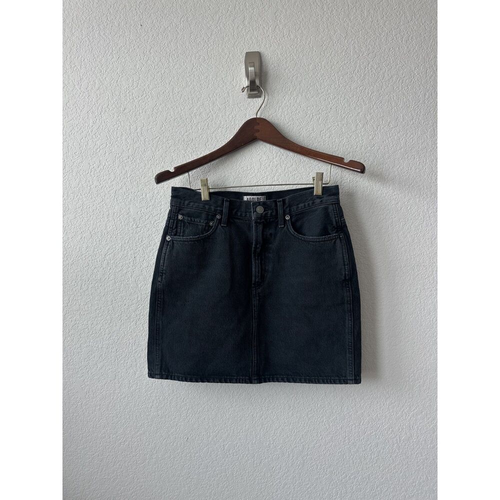 AGOLDE Black Denim Mini Skirt